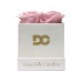 Preserved Pink Roses - Square White Suede Box
