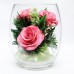 Pink Roses Floral Arrangement In A Tulip-bud Vase