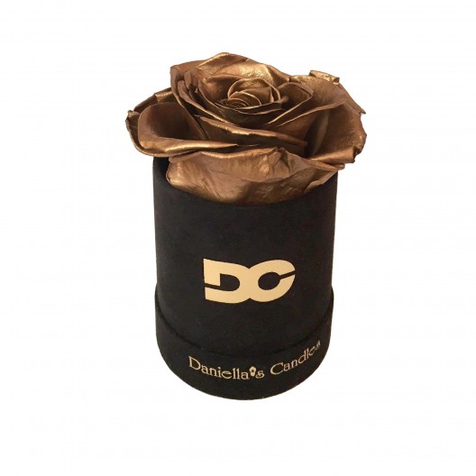 Single Preserved Rose Gold - Black Suede Box